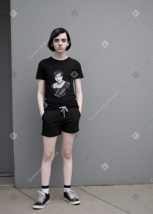 French young adult non-binary with  black hair