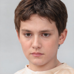 Neutral white child male with short  brown hair and brown eyes