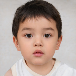 Neutral asian child male with short  brown hair and brown eyes