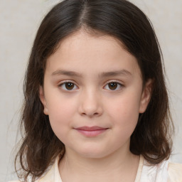 Neutral white child female with medium  brown hair and brown eyes