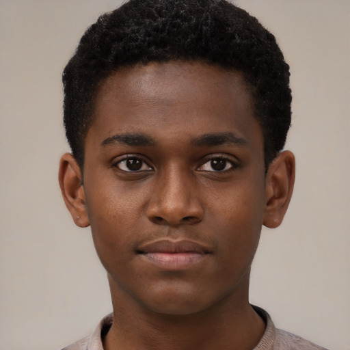 Neutral black young-adult male with short  brown hair and brown eyes