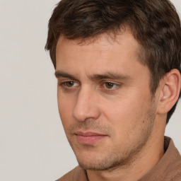 Neutral white adult male with short  brown hair and brown eyes