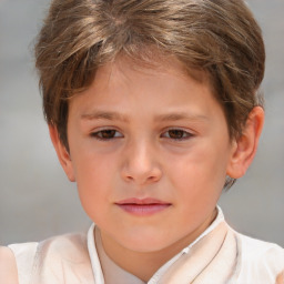 Neutral white child female with short  brown hair and brown eyes