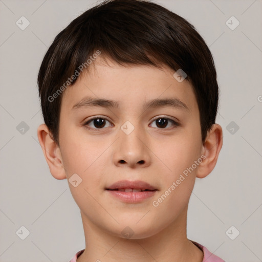 Neutral white child male with short  brown hair and brown eyes