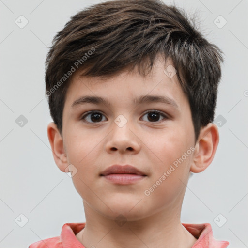 Neutral white child male with short  brown hair and brown eyes