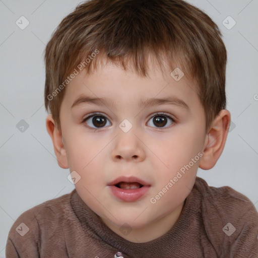 Neutral white child male with short  brown hair and brown eyes