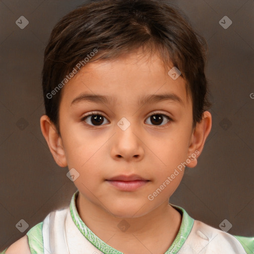 Neutral white child female with short  brown hair and brown eyes