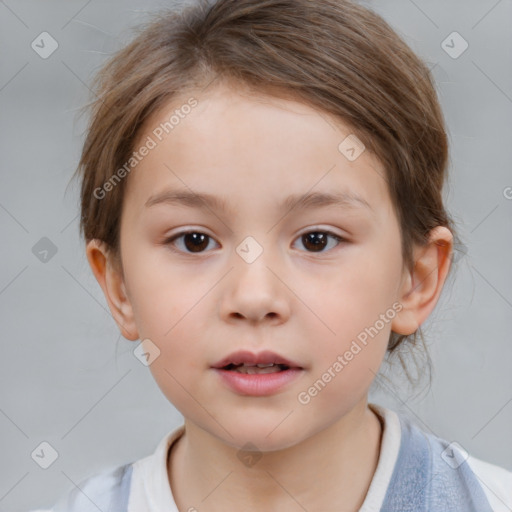 Neutral white child female with medium  brown hair and brown eyes