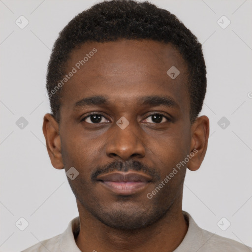 Neutral black young-adult male with short  brown hair and brown eyes