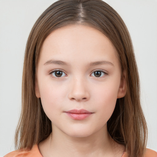 Neutral white child female with medium  brown hair and brown eyes