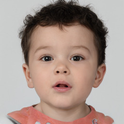 Neutral white child male with short  brown hair and brown eyes