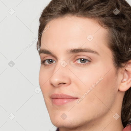 Neutral white young-adult male with medium  brown hair and brown eyes