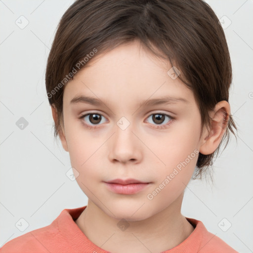 Neutral white child female with medium  brown hair and brown eyes