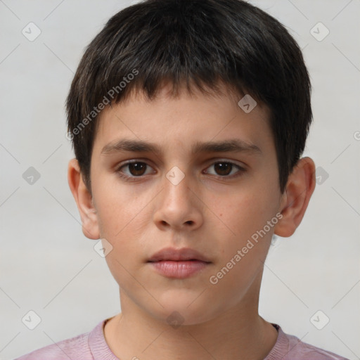 Neutral white child male with short  brown hair and brown eyes