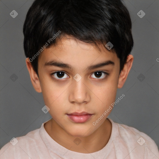 Neutral white child male with short  brown hair and brown eyes