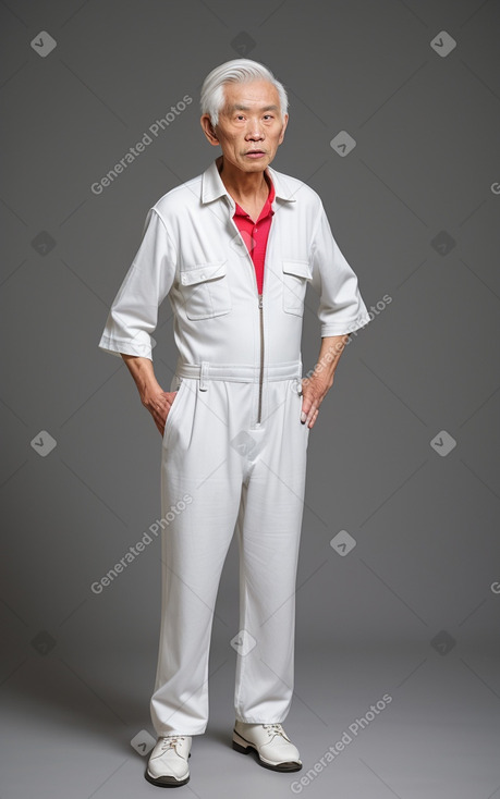 Taiwanese elderly male with  white hair