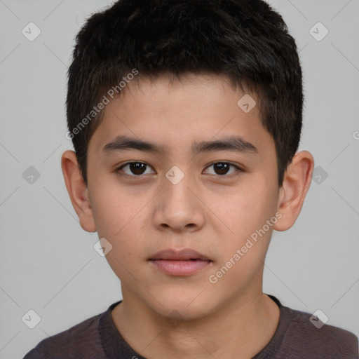 Neutral white child male with short  brown hair and brown eyes