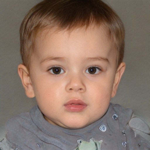 Neutral white child male with short  brown hair and brown eyes