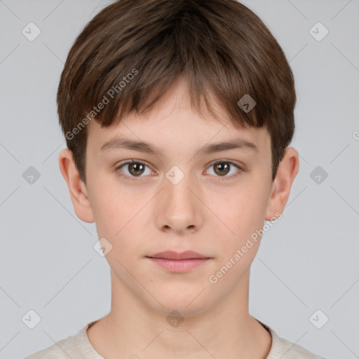 Neutral white child male with short  brown hair and brown eyes