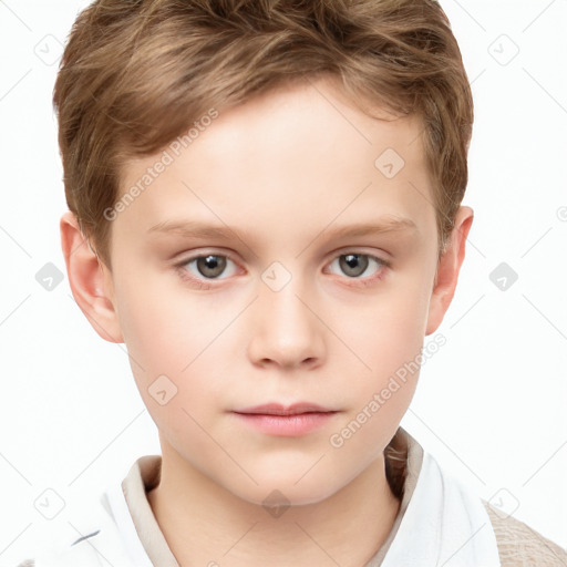 Neutral white child male with short  brown hair and brown eyes