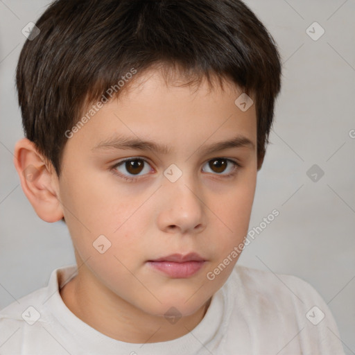 Neutral white child male with short  brown hair and brown eyes