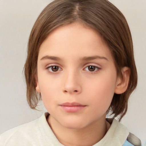 Neutral white child female with medium  brown hair and brown eyes