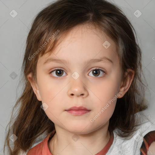 Neutral white child female with medium  brown hair and brown eyes