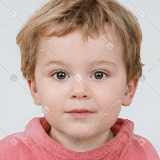 Neutral white child male with short  brown hair and brown eyes