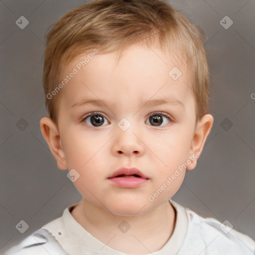 Neutral white child female with short  brown hair and brown eyes