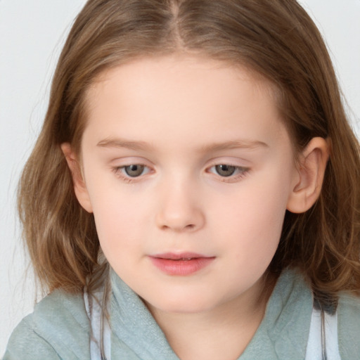 Neutral white child female with medium  brown hair and brown eyes