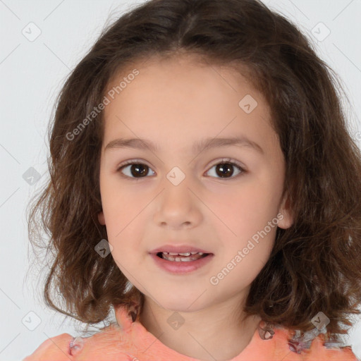 Neutral white child female with medium  brown hair and brown eyes