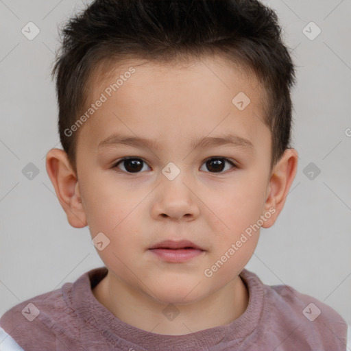 Neutral white child male with short  brown hair and brown eyes