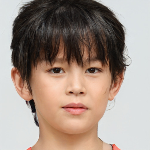 Neutral white child male with medium  brown hair and brown eyes