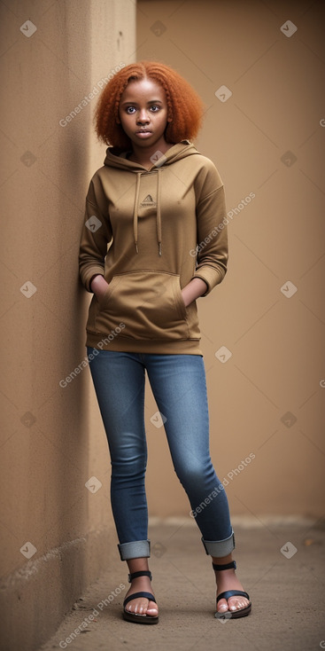 Tanzanian young adult female with  ginger hair