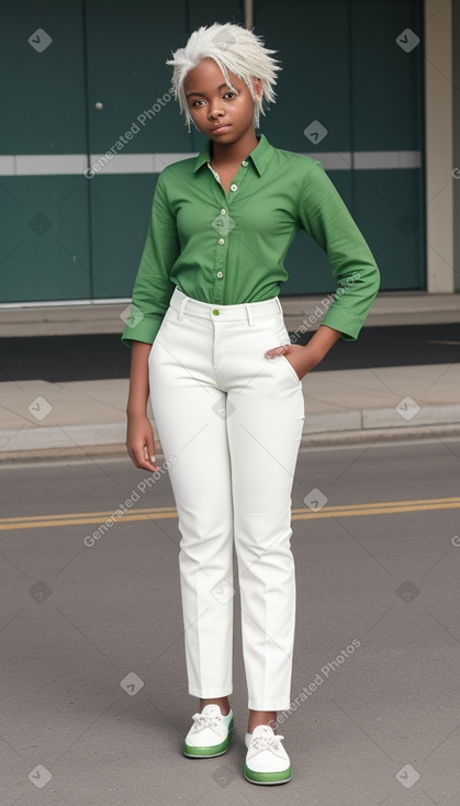 African american teenager girl with  white hair