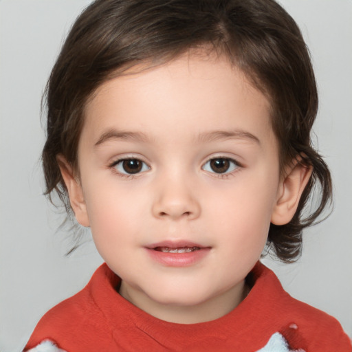 Neutral white child female with medium  brown hair and brown eyes