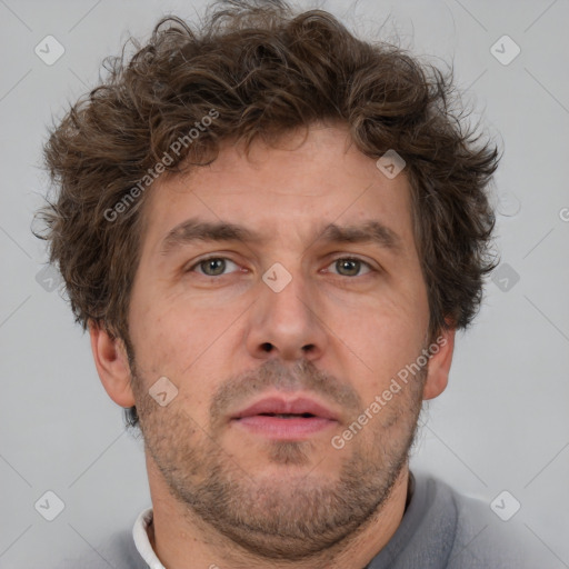 Neutral white adult male with short  brown hair and brown eyes