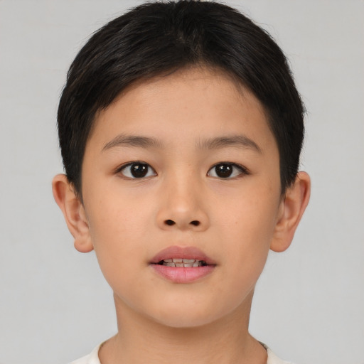 Neutral asian young-adult female with short  brown hair and brown eyes