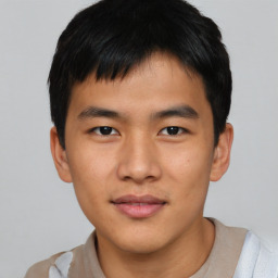 Neutral asian young-adult male with short  brown hair and brown eyes