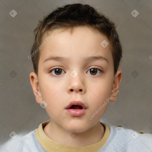 Neutral white child male with short  brown hair and brown eyes