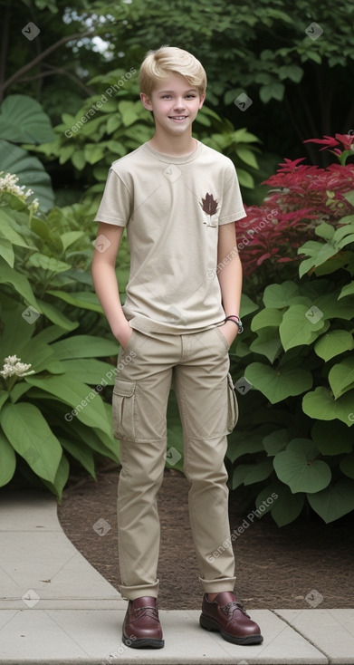 Canadian teenager boy with  blonde hair