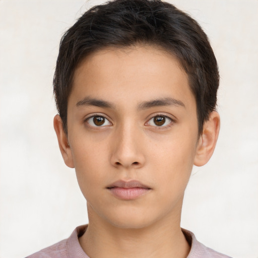 Neutral asian young-adult male with short  brown hair and brown eyes