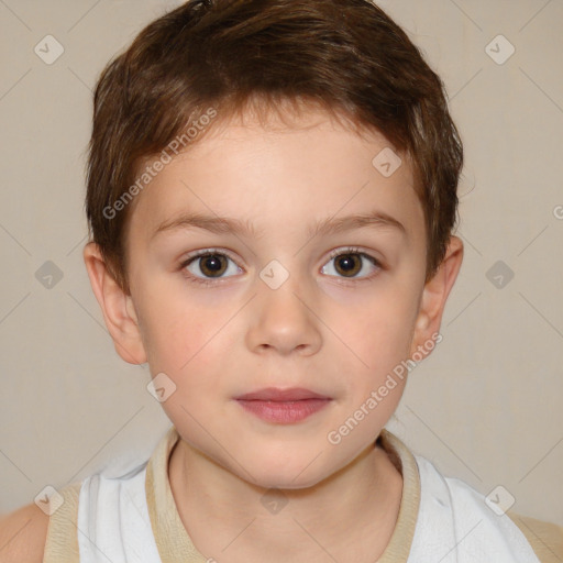 Neutral white child male with short  brown hair and brown eyes