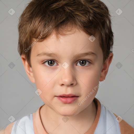 Neutral white child male with short  brown hair and brown eyes