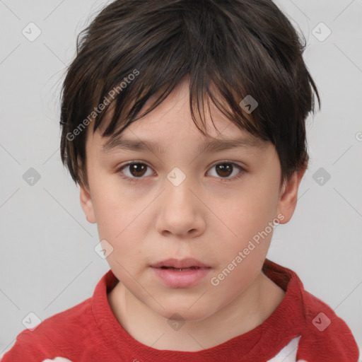 Neutral white child female with short  brown hair and brown eyes