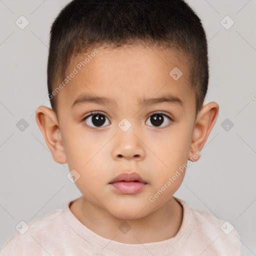 Neutral white child male with short  brown hair and brown eyes