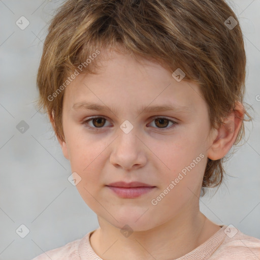 Neutral white child female with medium  brown hair and brown eyes