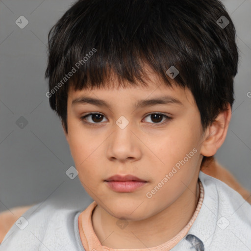 Neutral white child male with short  brown hair and brown eyes