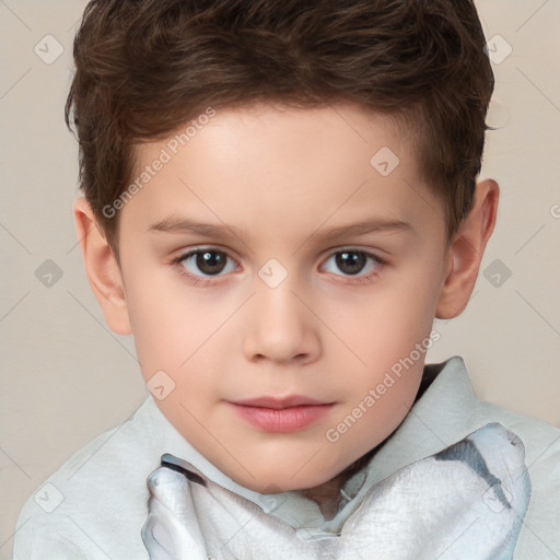 Neutral white child male with short  brown hair and brown eyes