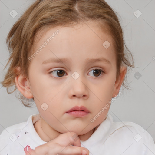 Neutral white child female with medium  brown hair and brown eyes